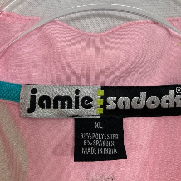 Jamie Sadock XL Colorful Abstract Artsy Sleeveless Quarter Zip Top Active Golf - Picture 2 of 8